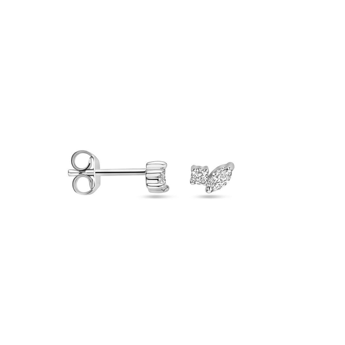 14K Witgoud Oorknoppen Diamant 0.24Ct (2X 0.12Ct) H Si 4 Mm 4106224 - PansiteNederland.nl
