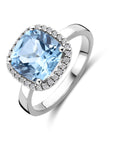 14K Witgouden Ring Sky Blue Topaas En Diamant 0.14Ct H Si 4106364 - PansiteNederland.nl