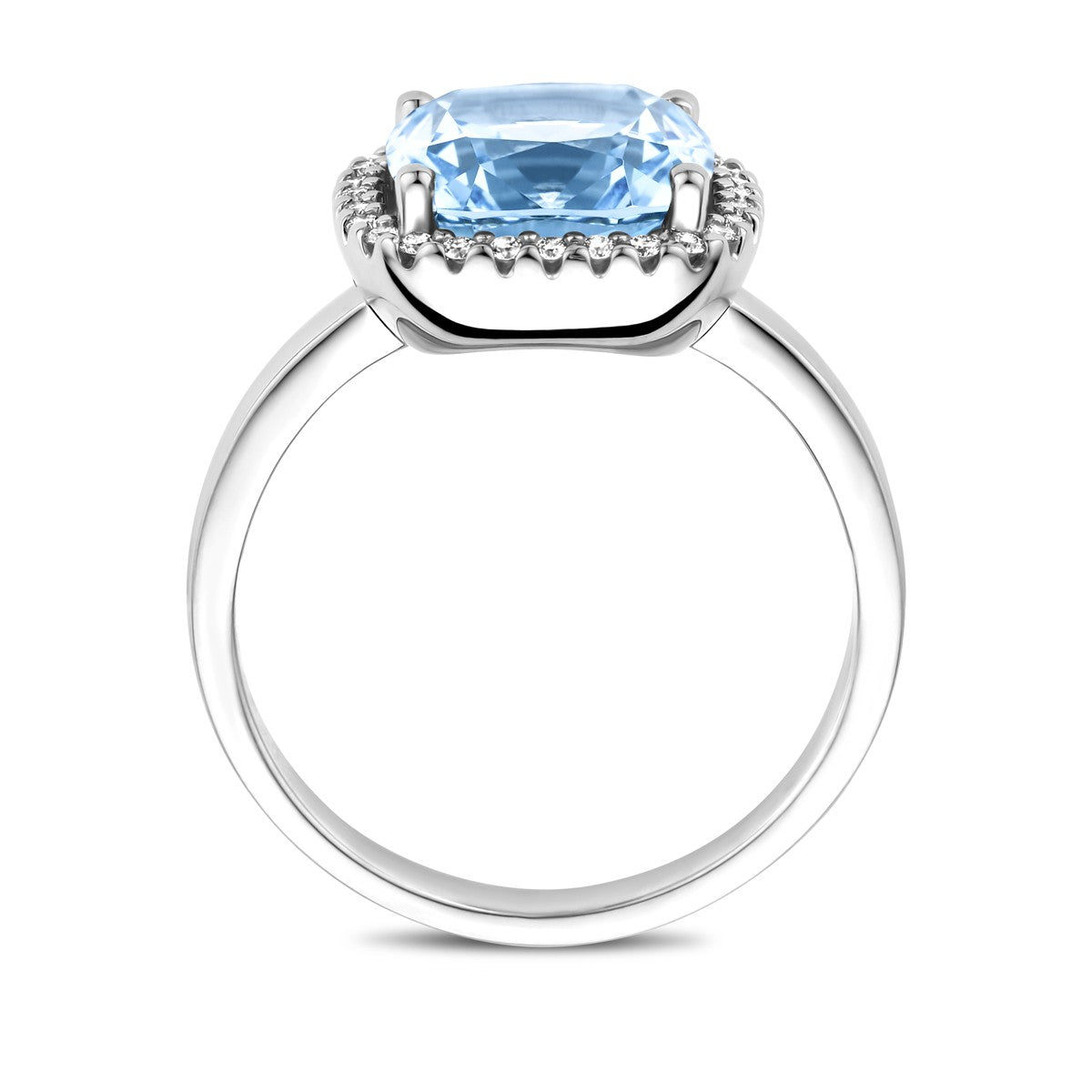 14K Witgouden Ring Sky Blue Topaas En Diamant 0.14Ct H Si 4106364 - PansiteNederland.nl
