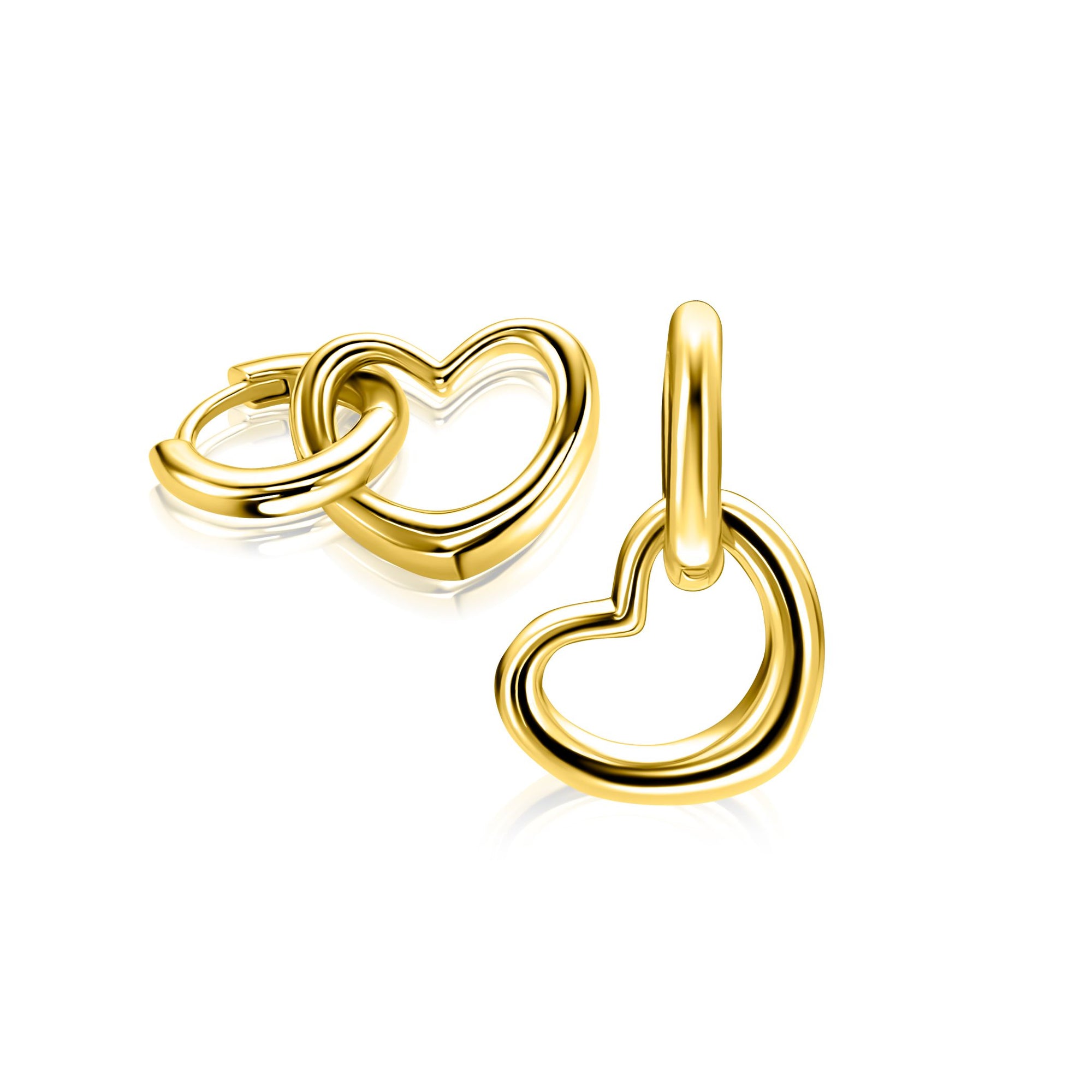 ZINZI gold plated zilveren oorbedels open hartvorm 14mm ZICH2718G (zonder oorringen) - PansiteNederland.nl
