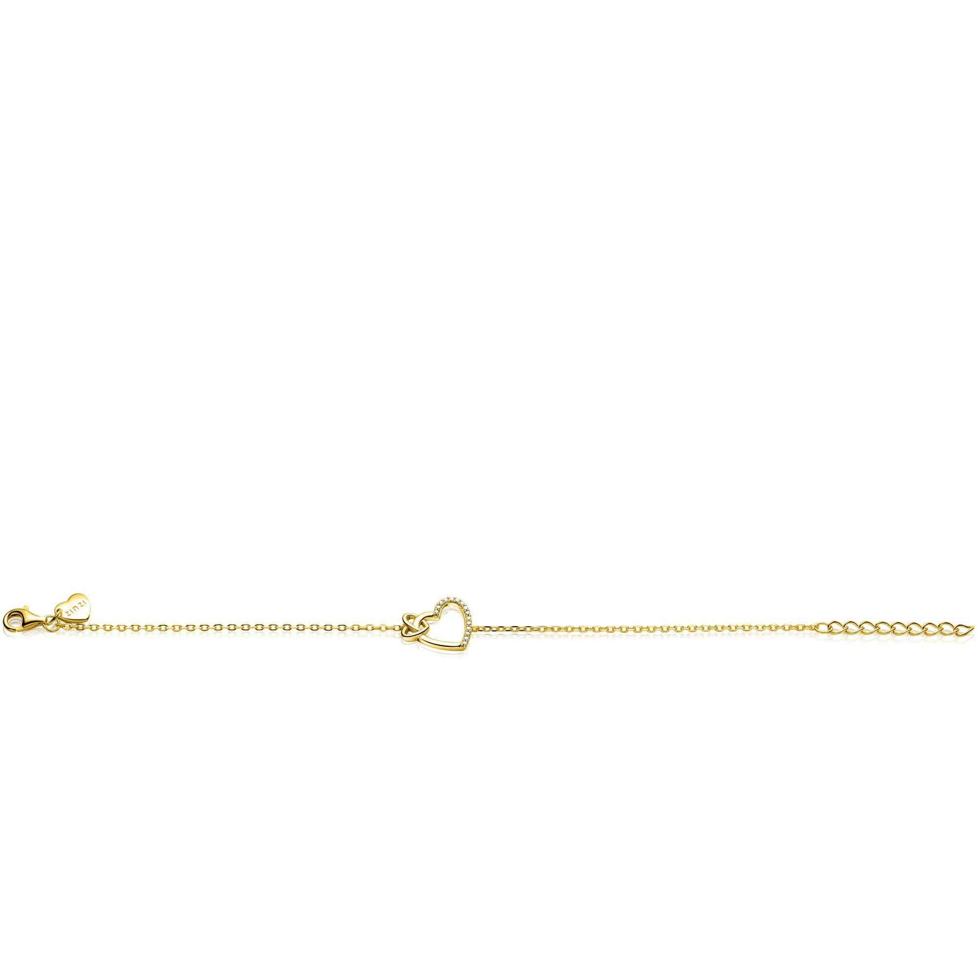 ZINZI Verguld Zilveren Armband met Hartjes en Witte Zirkonia ZIA2874Y