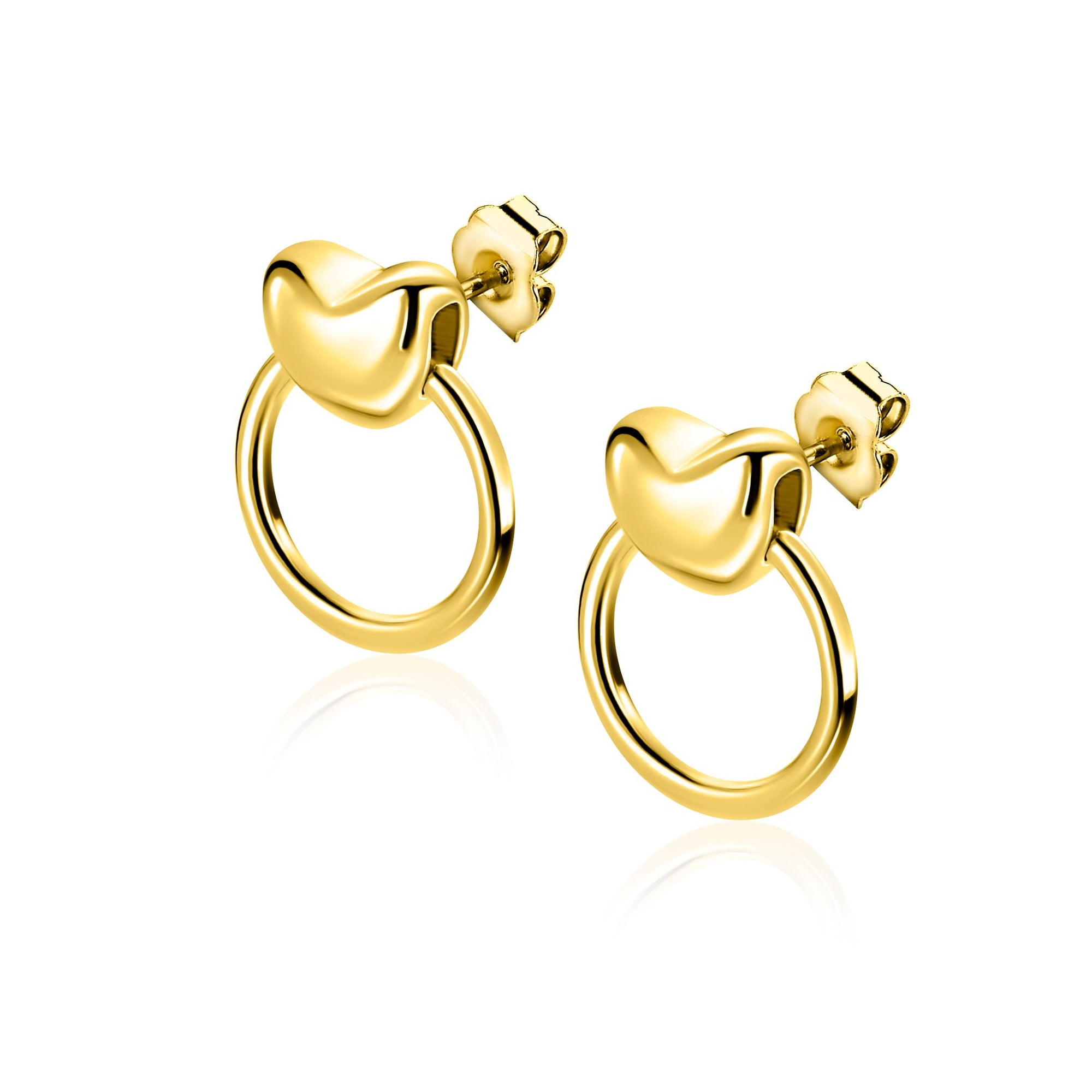 ZINZI gold plated zilveren oorstekers met hart en open ring 16mm ZIO2759 - PansiteNederland.nl