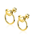 ZINZI gold plated zilveren oorstekers met hart en open ring 16mm ZIO2759 - PansiteNederland.nl