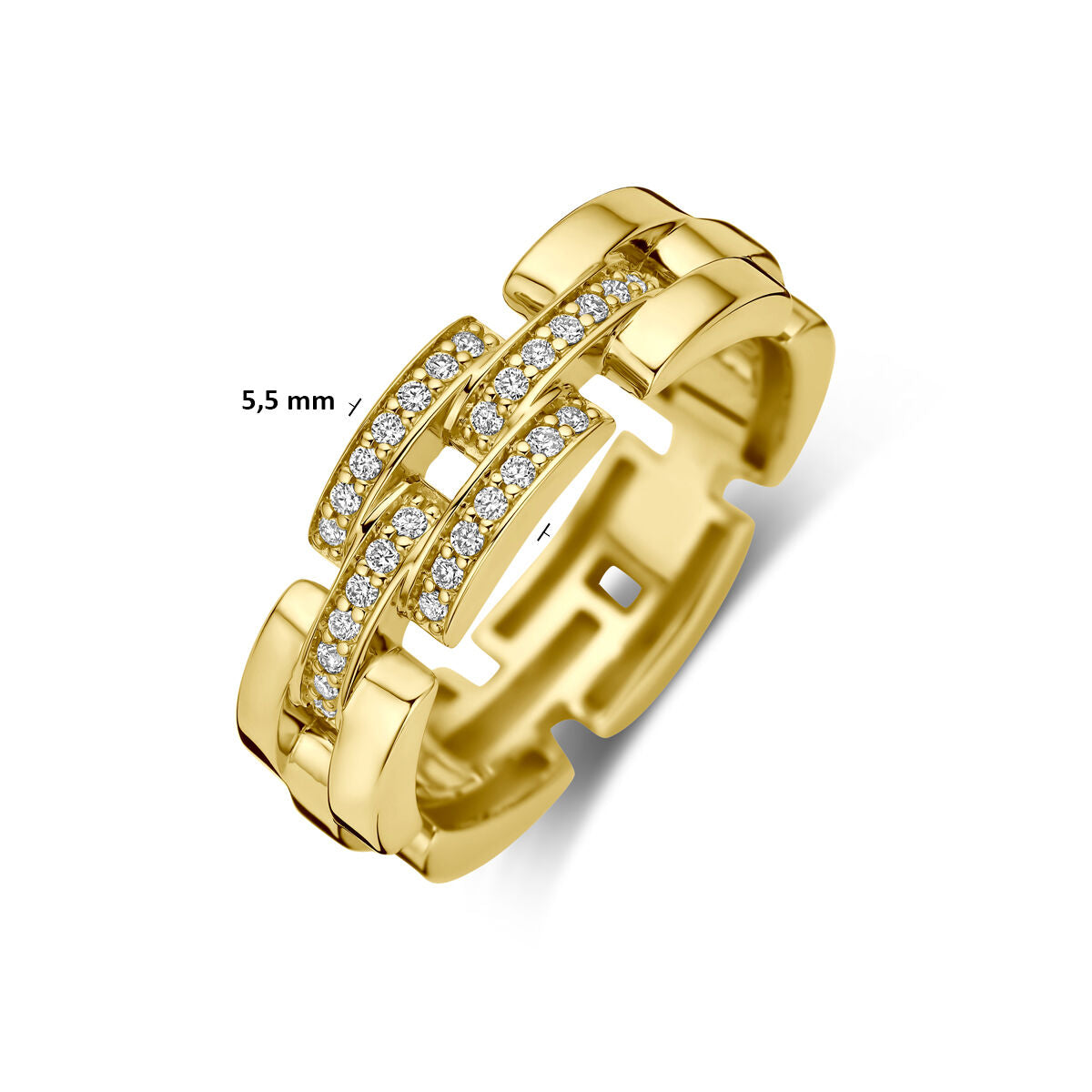 Ring schakel diamant 0.12ct h si 14K geelgoud