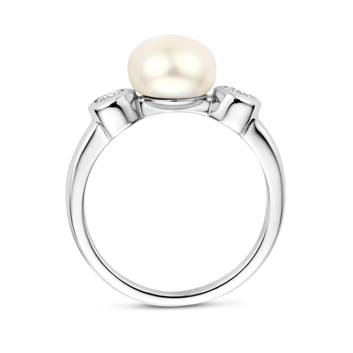 Ring parel en zirkonia zilver gerhodineerd