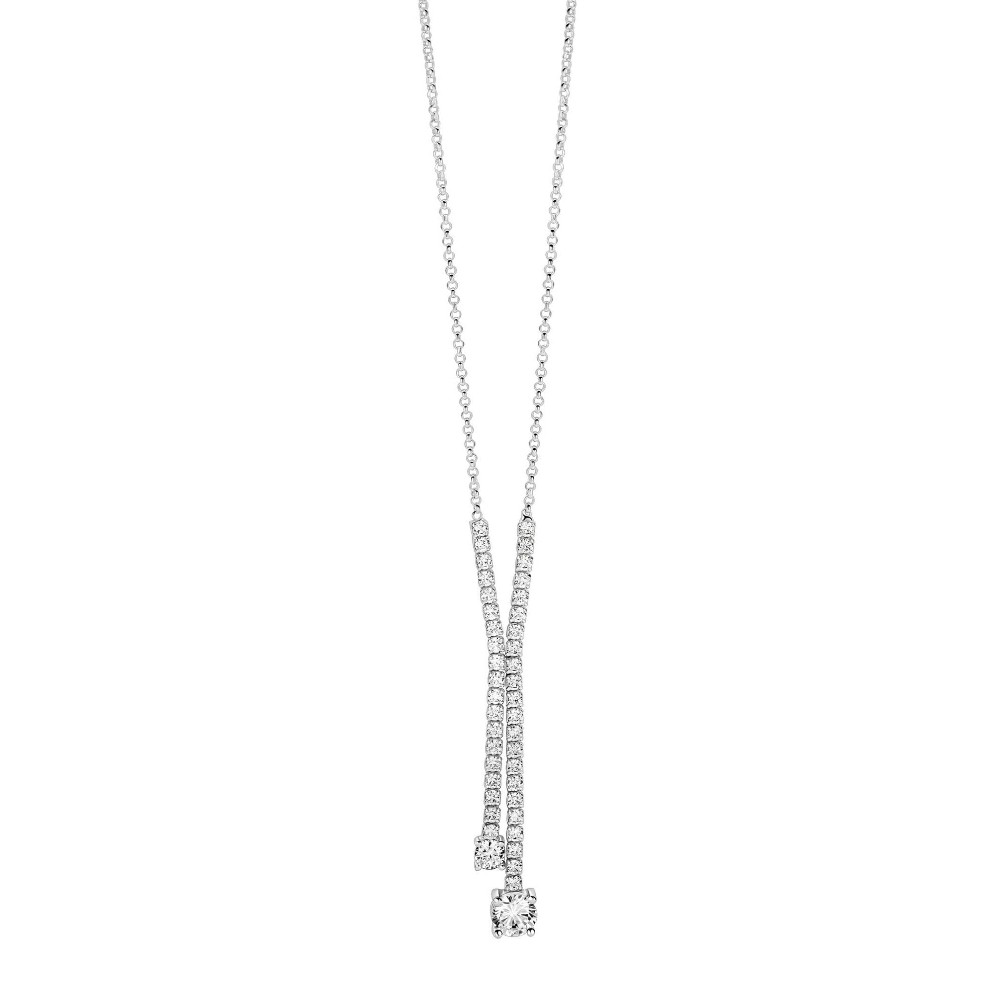 ZINZI Zilveren Y-collier met Witte Zirkonia ZIC2894
