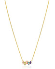 ZINZI Gold Plated Zilveren Ketting met Multicolor Rechthoekige Kleurstenen 42-45cm ZIC2739