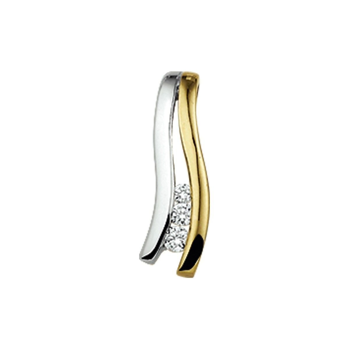 14K bicolor goud geel/wit hanger diamant 0.06ct h p1 4202773 - PansiteNederland.nl