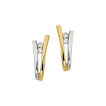14K Bicolor goud en oorknoppen zirkonia 4202781