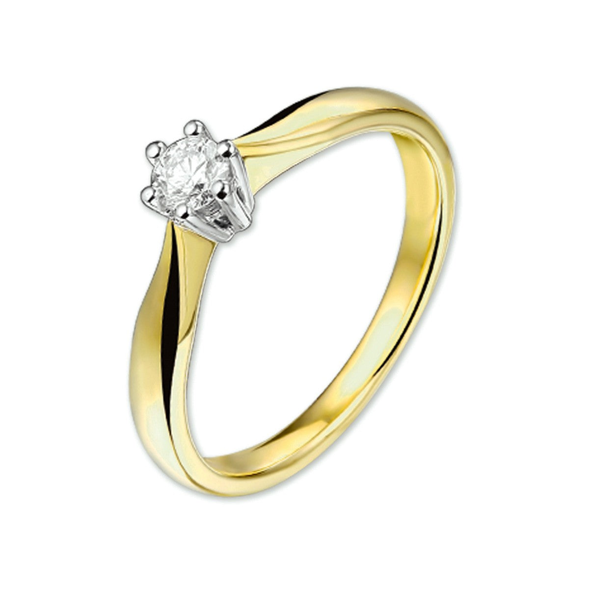 14K Bicolor Geel- En Witgoud Geel/Wit Ring Diamant 0.20Ct H Si 4205209 - PansiteNederland.nl