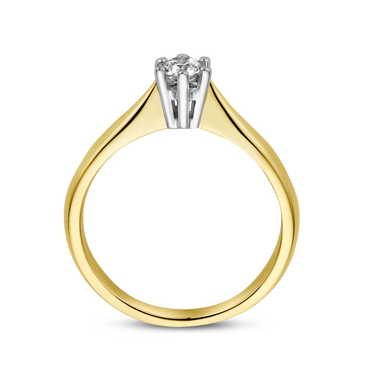 14K Bicolor Geel- En Witgoud Geel/Wit Ring Diamant 0.20Ct H Si 4205209 - PansiteNederland.nl