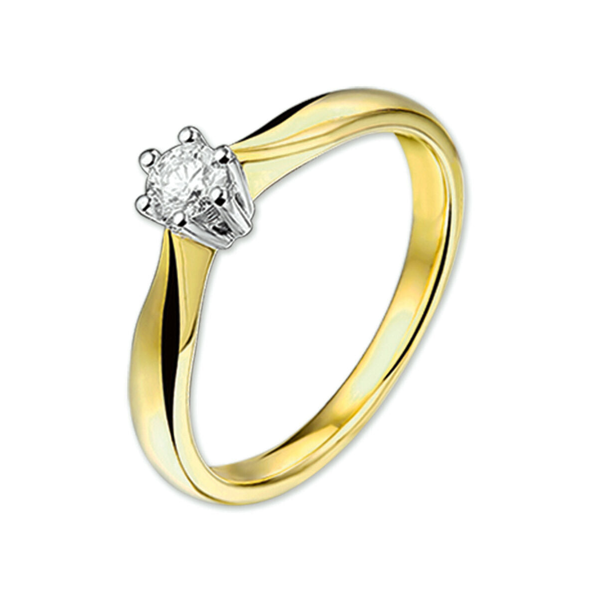 14K Bicolor Geel- En Witgoud Geel/Wit Ring Diamant 0.25Ct H Si 4205214 - PansiteNederland.nl