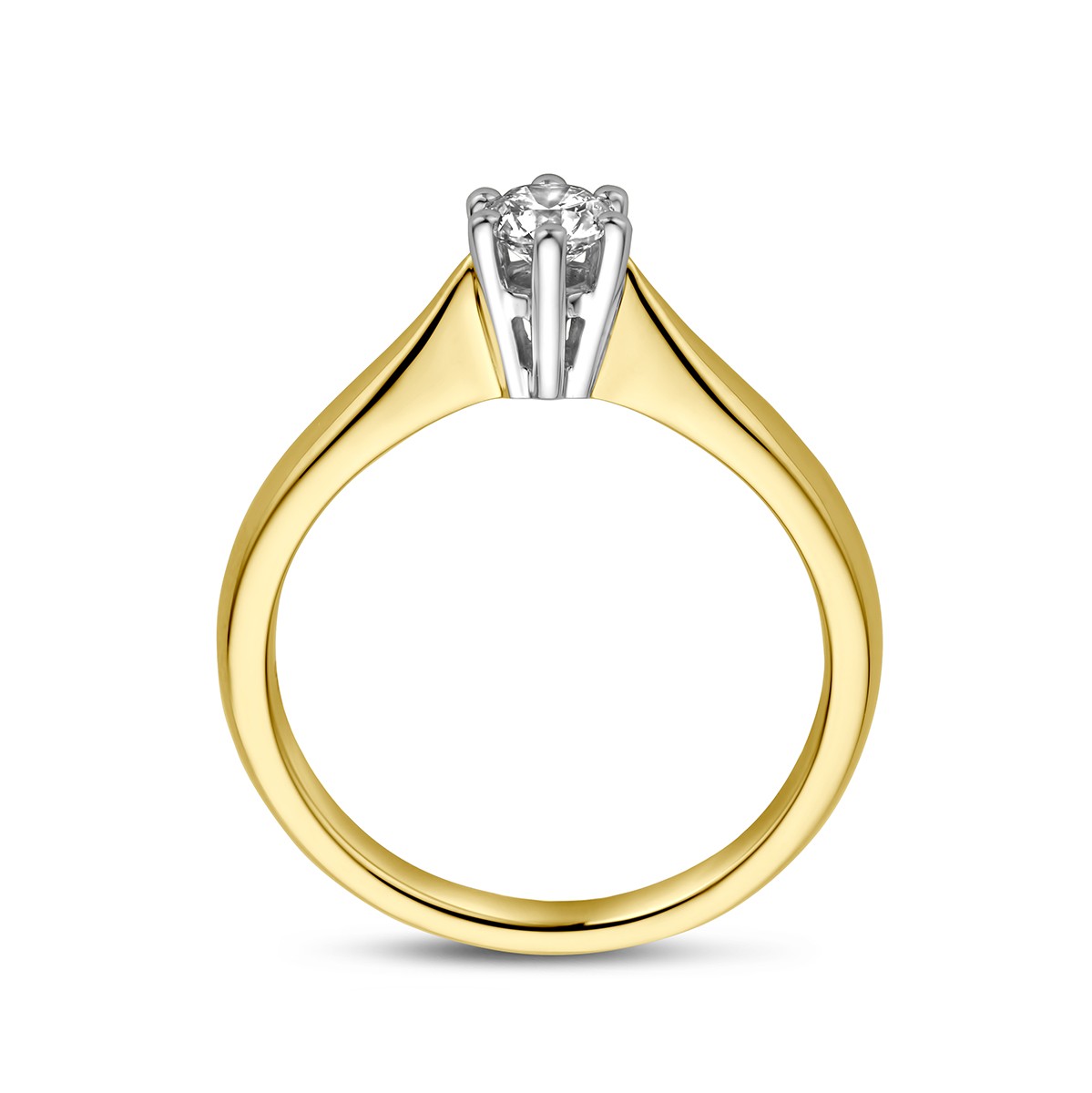 14K Bicolor Geel- En Witgoud Geel/Wit Ring Diamant 0.25Ct H Si 4205214 - PansiteNederland.nl
