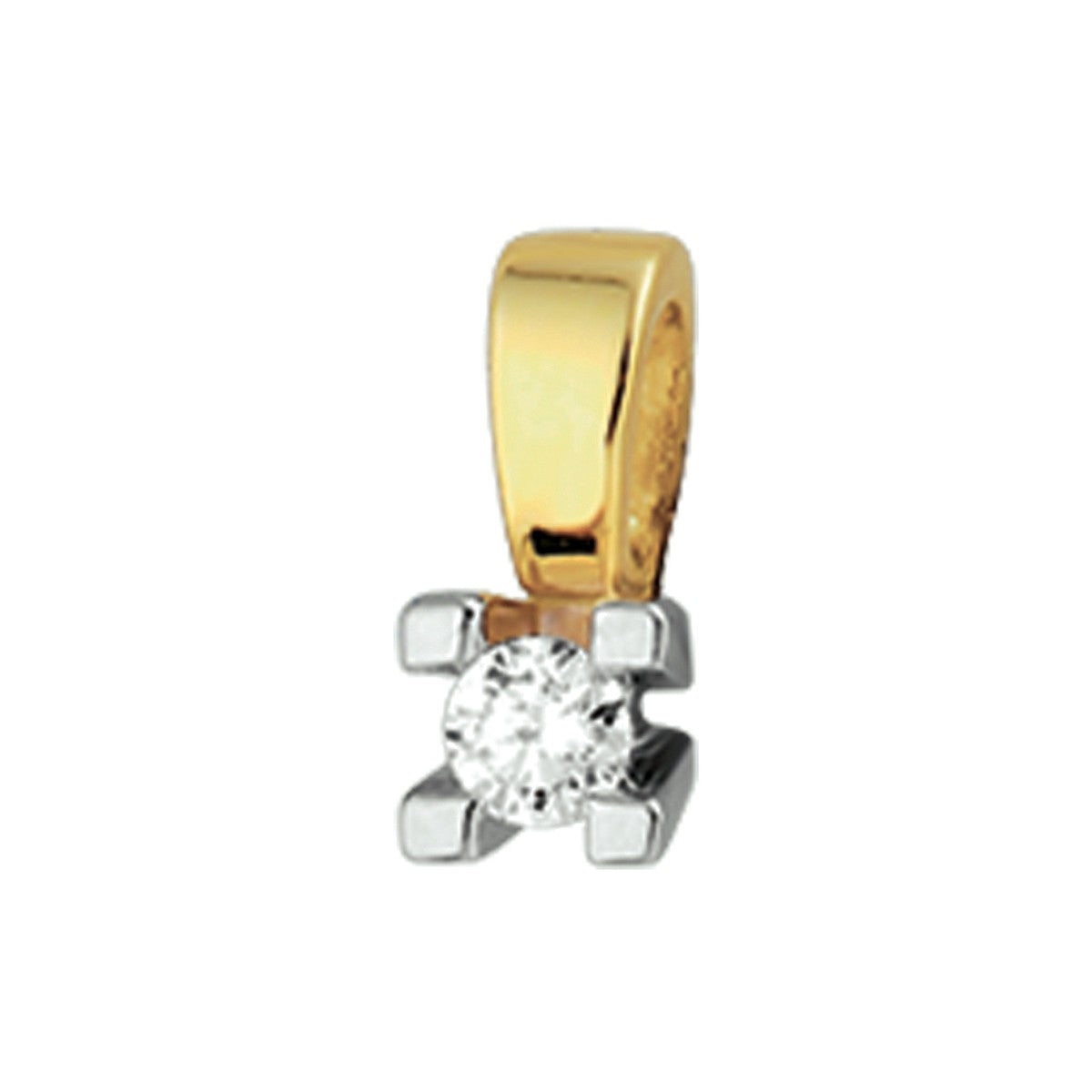 14K bicolor goud geel/wit hanger diamant 0.10ct h si 4205237