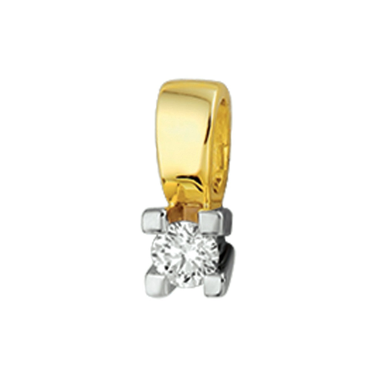 14K bicolor goud geel/wit hanger diamant 0.15ct h si 4205238 - PansiteNederland.nl