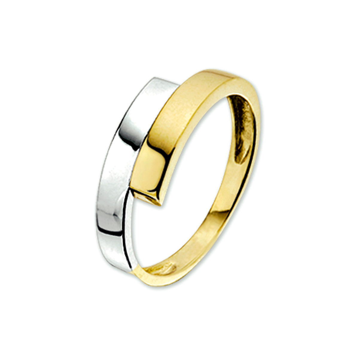 Ring 14K bicolor goud geel/wit