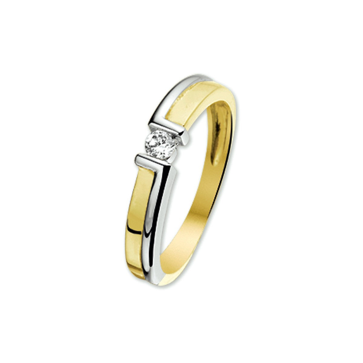 Bicolor 14K Gouden ring met zirkonia - 4205608