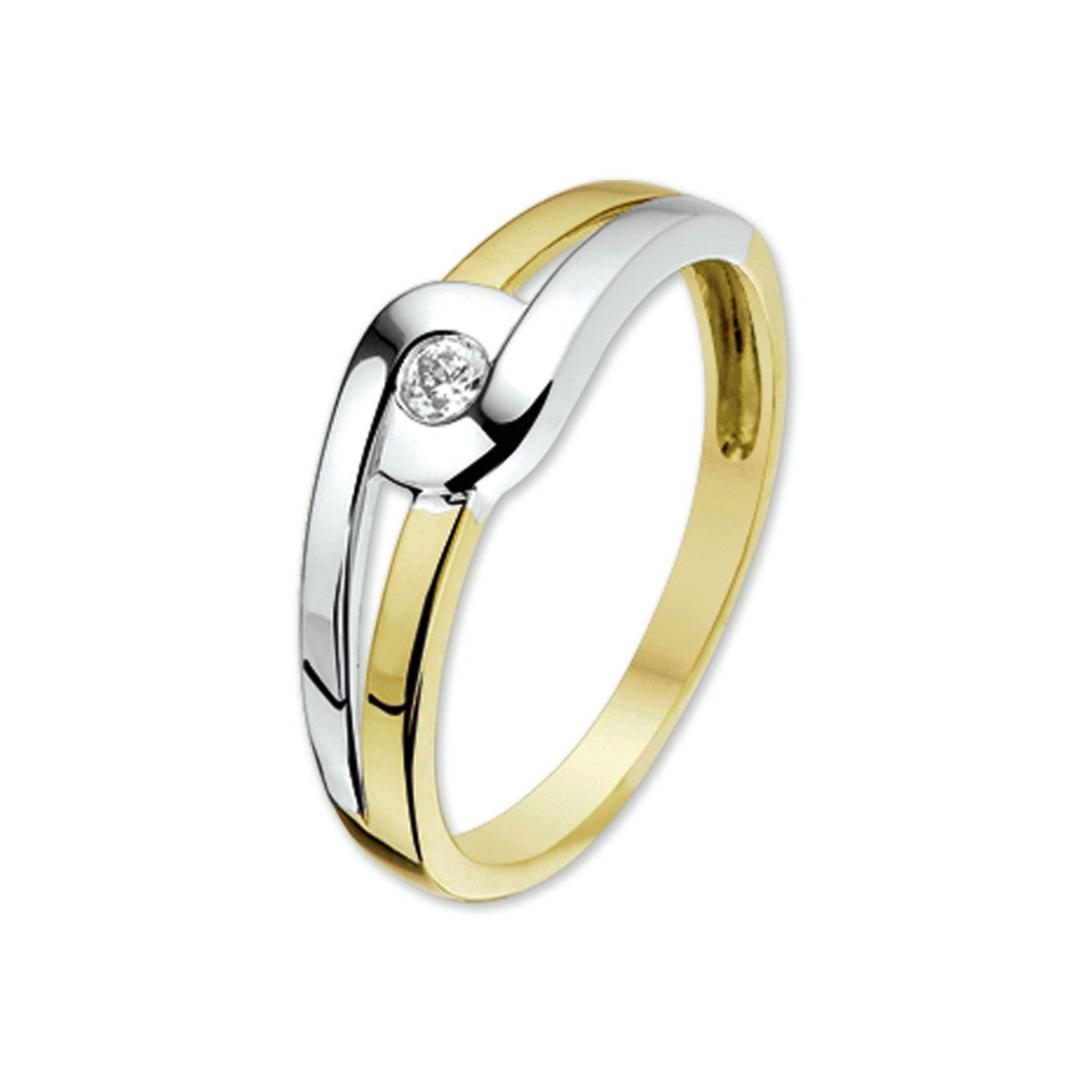 14K Bicolor gouden ring zirkonia - 4205703 - PansiteNederland.nl
