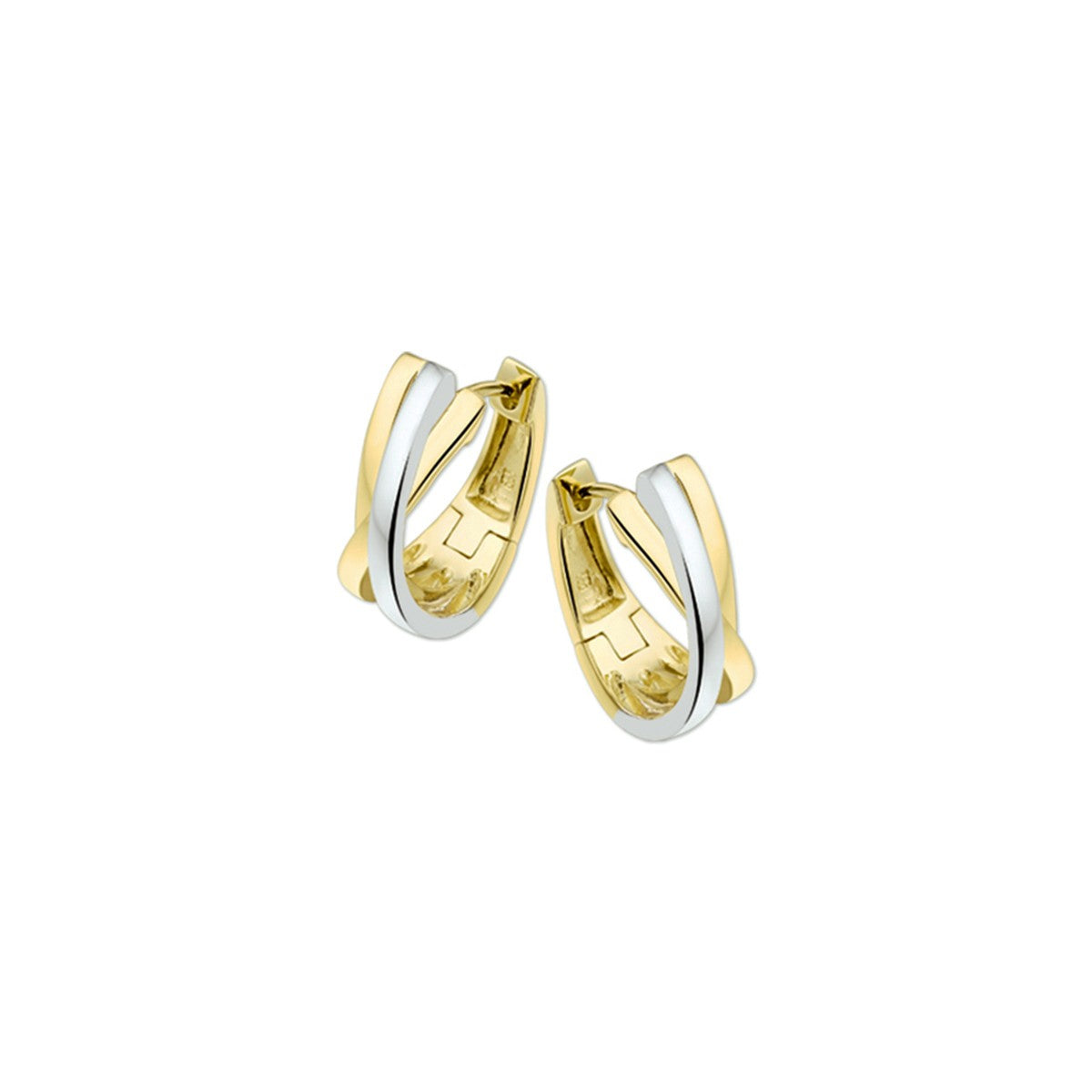 14K Bicolor Goud Geel/Wit Klapoorringen 4206179 - PansiteNederland.nl