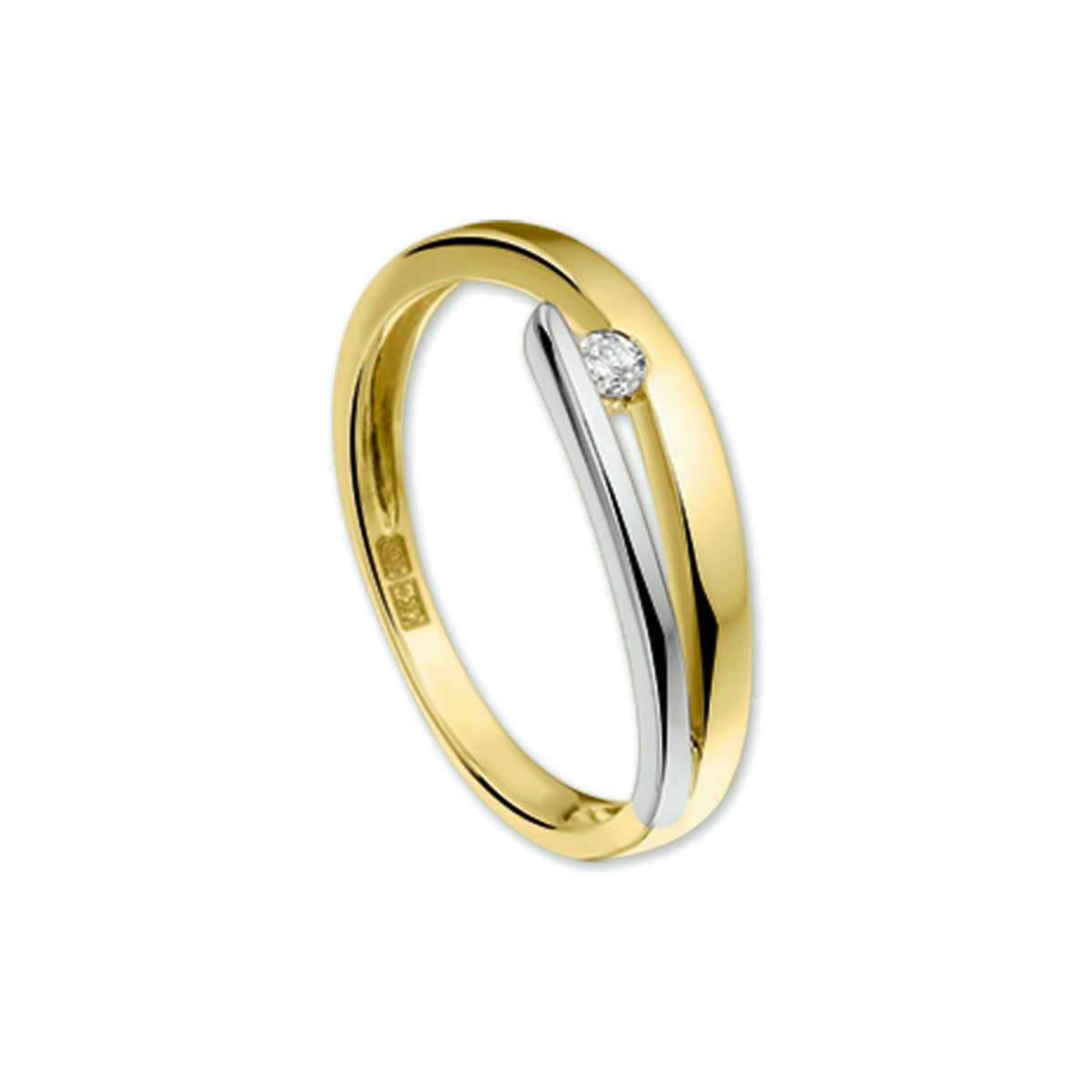 14K Bicolor Geel- En Witgoud Geel/Wit Ring Diamant 0.05Ct H Si 4206396 - PansiteNederland.nl