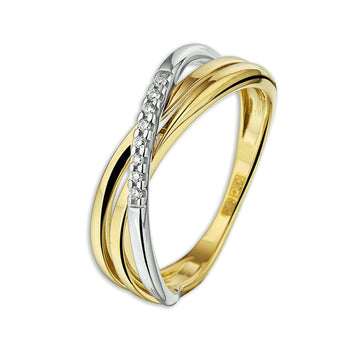 Bicolor 14K gouden ring diamant 0.04ct h si 4206728, exclusief en kwalitatief hoogwaardig. Ontdek nu!
