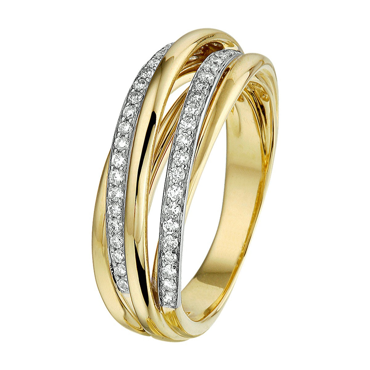 14K Bicolor Geel- En Witgoud Geel/Wit Ring Diamant 0.32Ct H Si 4207456 - PansiteNederland.nl