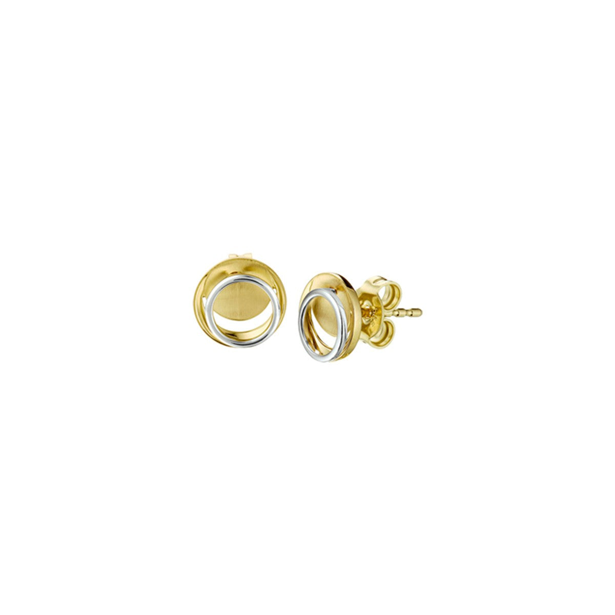 14K Bicolor Goud Geel/Wit Oorknoppen Poli/Mat 4207486 - PansiteNederland.nl