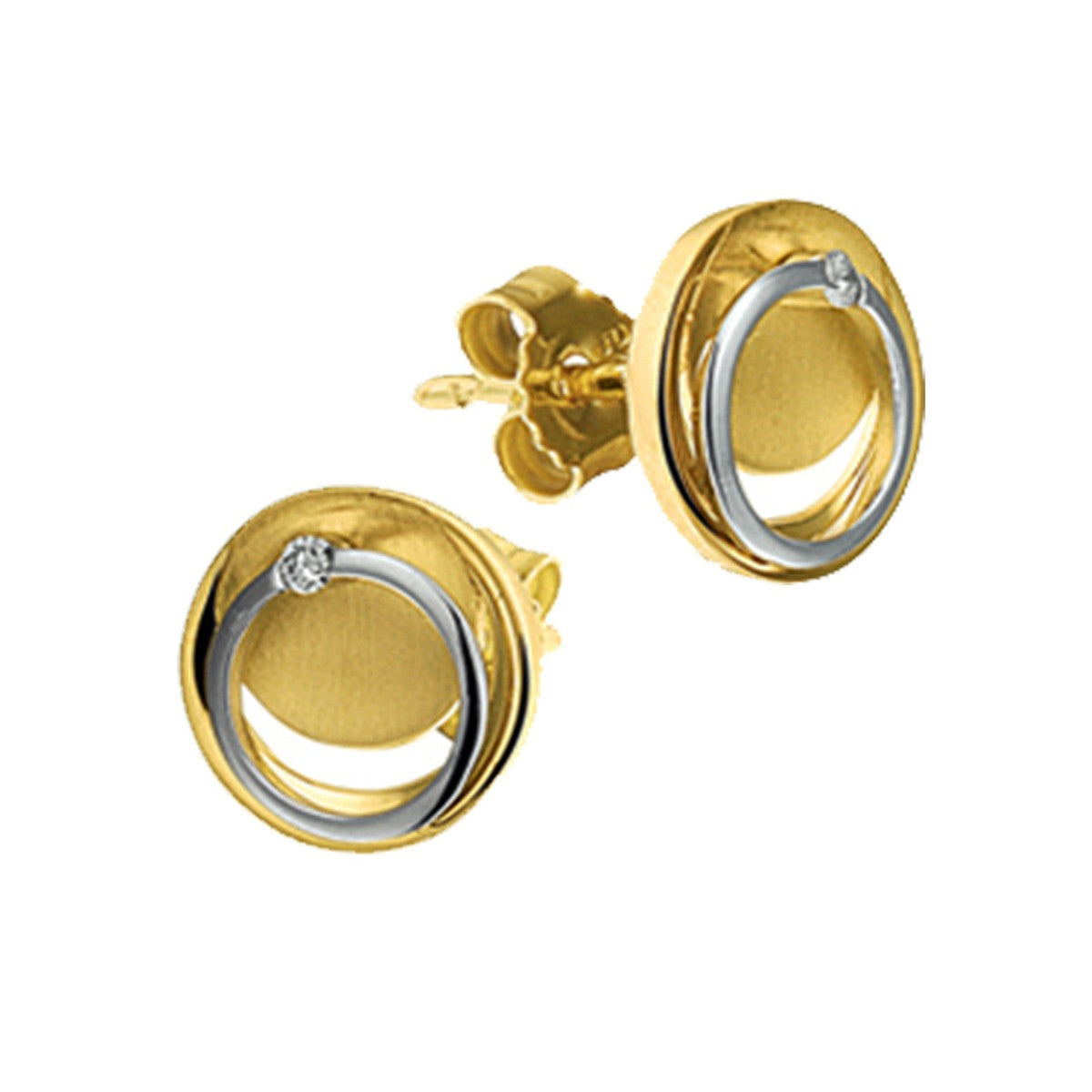 14K Bicolor Goud Geel/Wit Oorknoppen Diamant 0.02Ct (2X0.01Ct) H Si 4207487 - PansiteNederland.nl