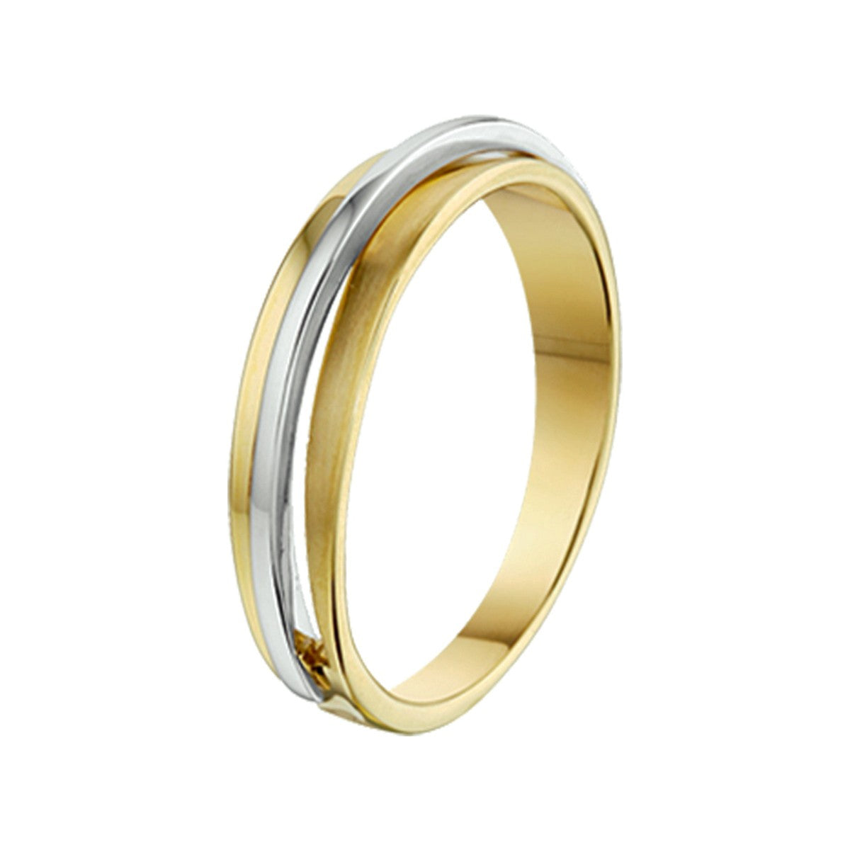 14K Bicolor Geel- En Witgoud Geel/Wit Ring Poli/Mat 4207495 - PansiteNederland.nl