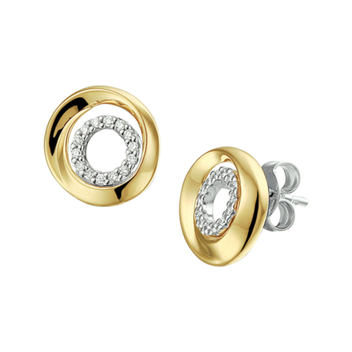 Bicolor gouden oorknoppen diamant 0.10ct (2x0.05ct) h si - PSN4207514, exclusief en kwalitatief hoogwaardig. Ontdek nu!