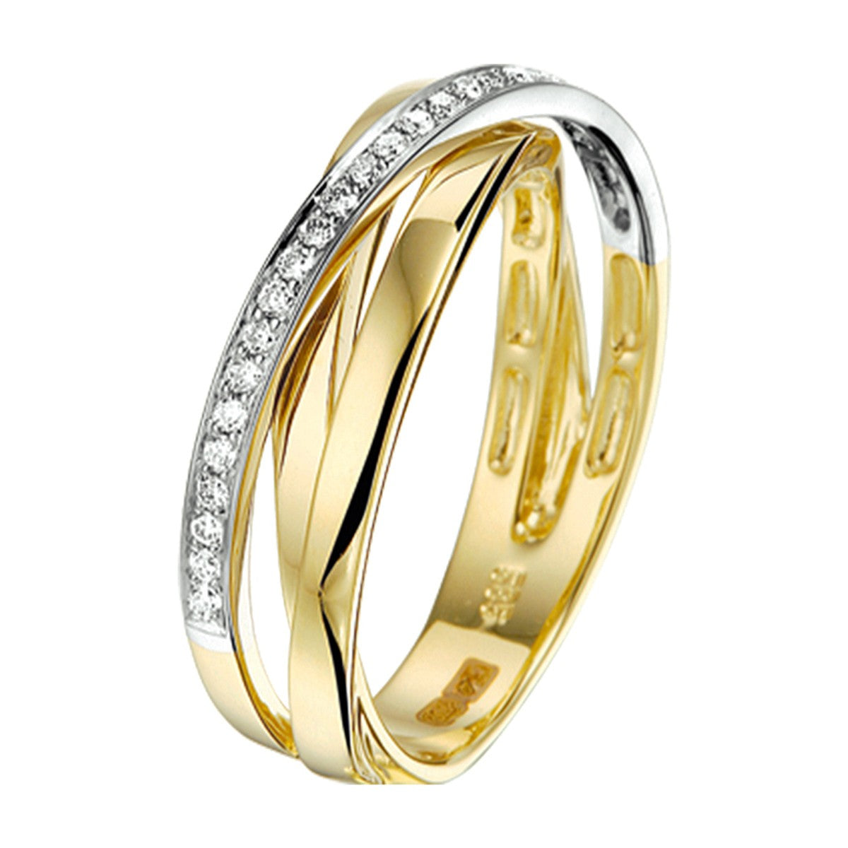 14K Bicolor Geel- En Witgoud Geel/Wit Ring Diamant 0.16Ct H Si 4207538 - PansiteNederland.nl