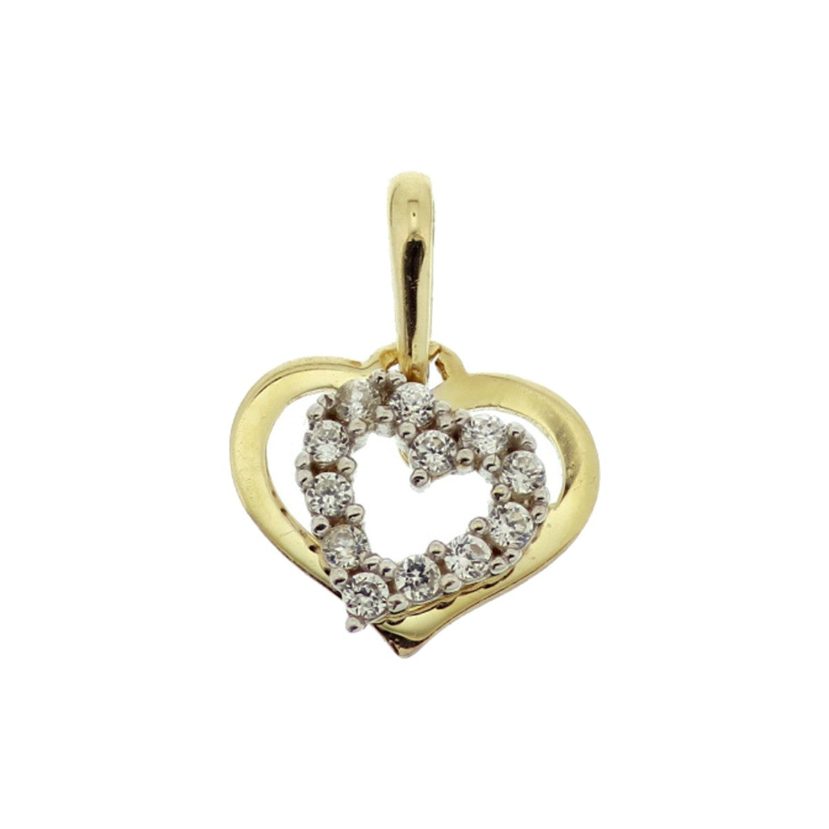 14K bicolor goud geel/wit hanger hart zirkonia 4207548 - PansiteNederland.nl