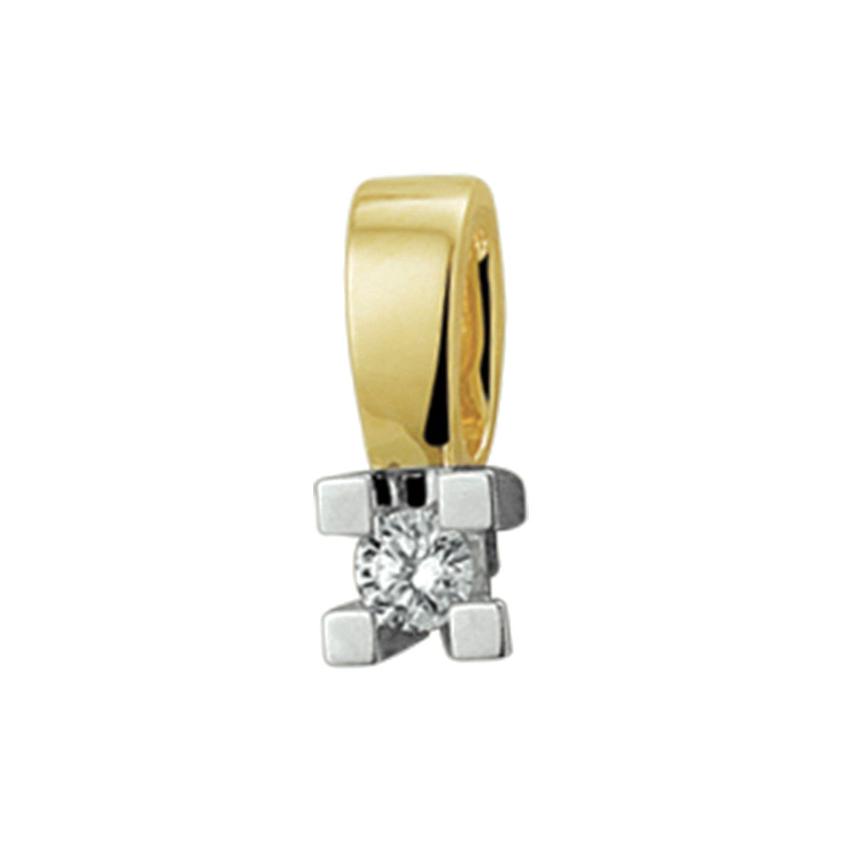 14K bicolor goud geel/wit hanger diamant 0.05ct h si 4207562 - PansiteNederland.nl