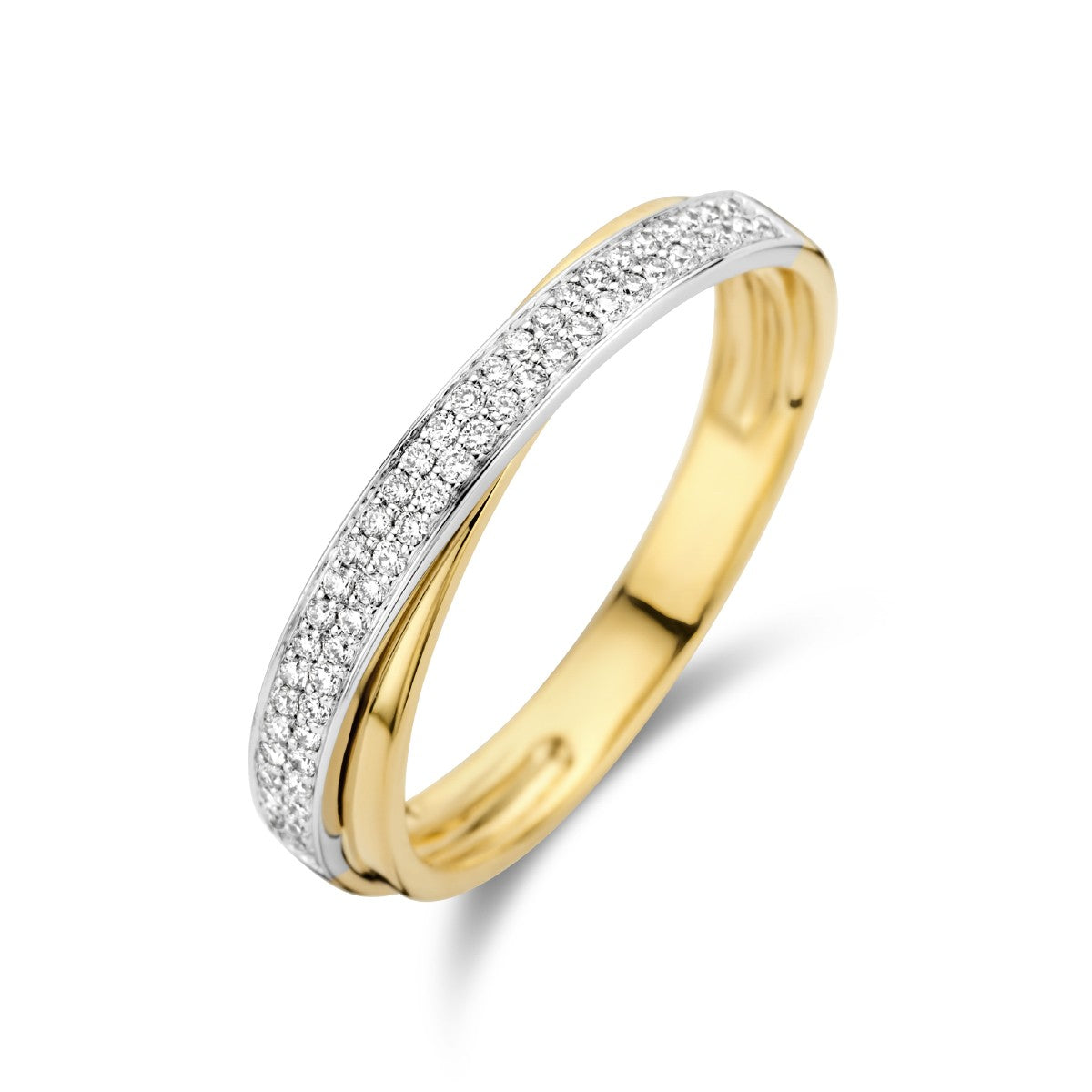 14K Bicolor Geel- En Witgoud Geel/Wit Ring Diamant 0.16Ct H Si 4207579 - PansiteNederland.nl