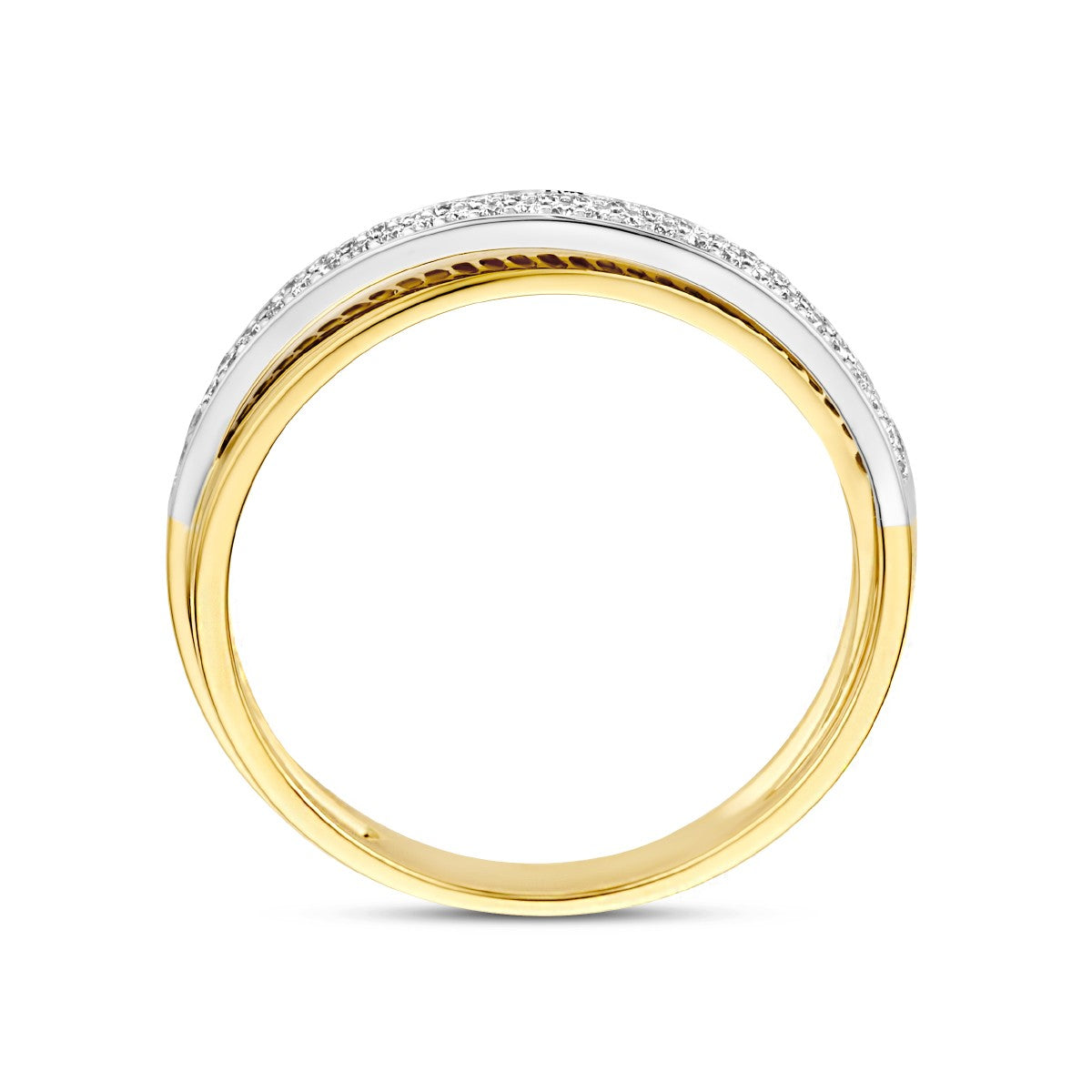 14K Bicolor Geel- En Witgoud Geel/Wit Ring Diamant 0.16Ct H Si 4207579 - PansiteNederland.nl