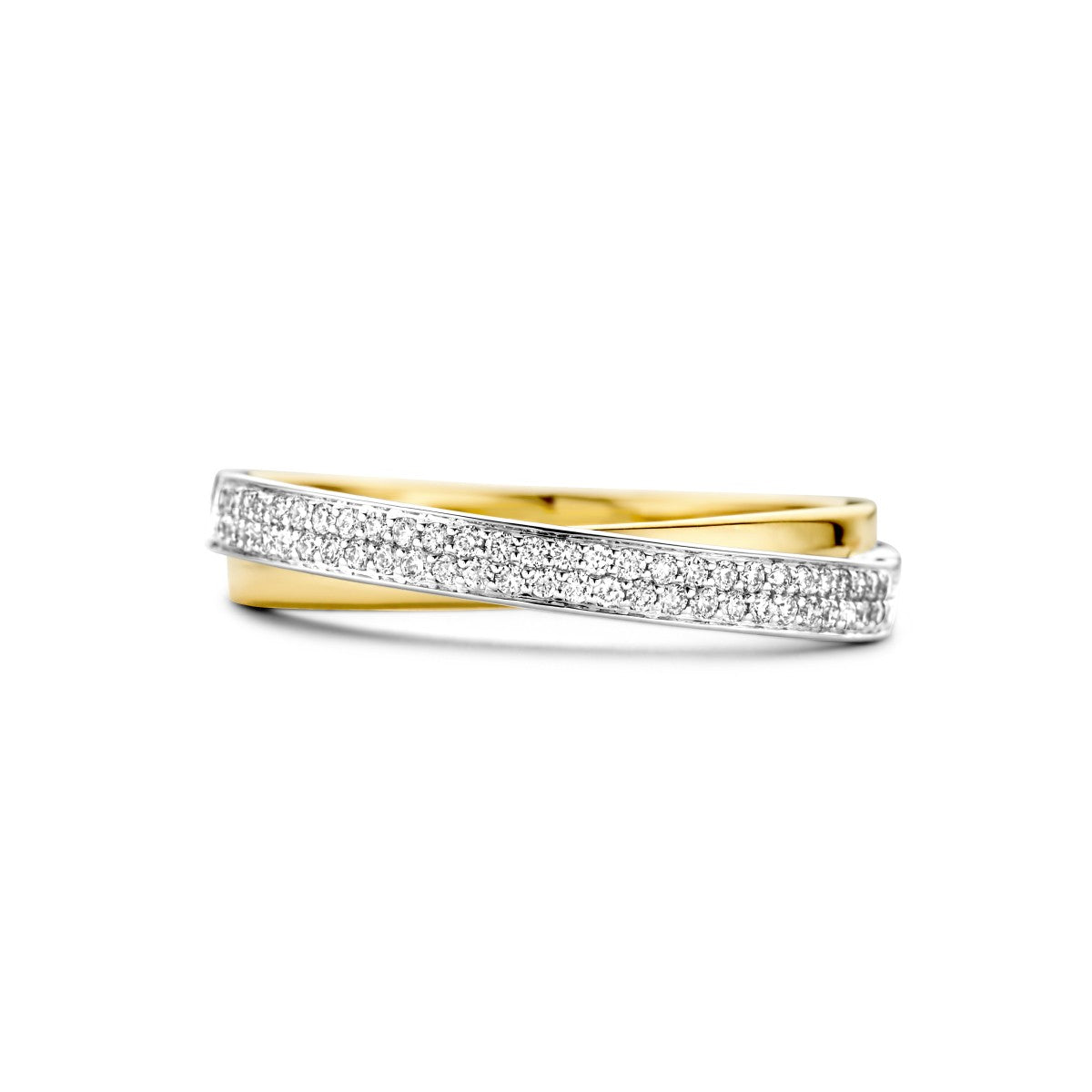 14K Bicolor Geel- En Witgoud Geel/Wit Ring Diamant 0.16Ct H Si 4207579 - PansiteNederland.nl