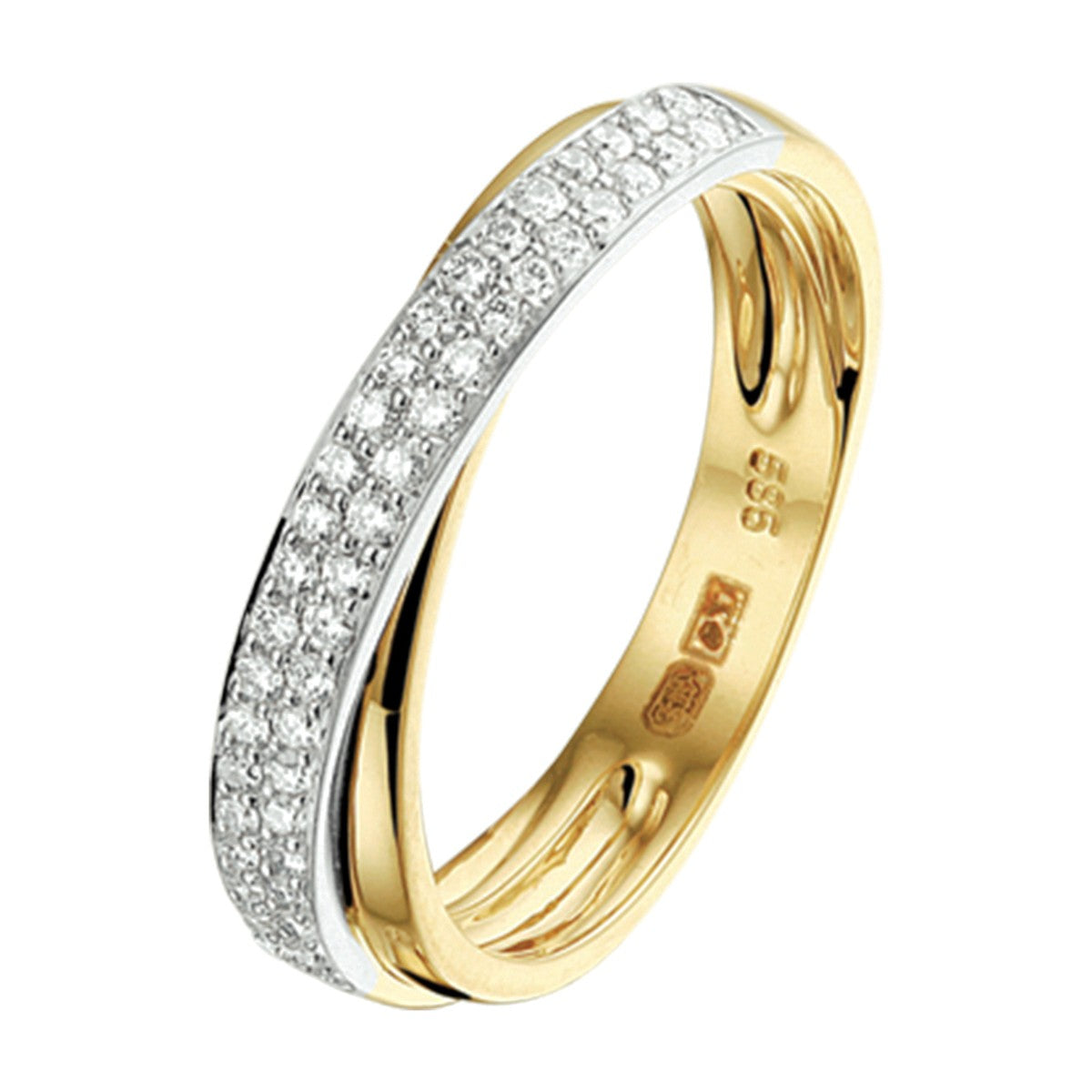 14K Bicolor Geel- En Witgoud Geel/Wit Ring Diamant 0.29Ct H Si 4207583 - PansiteNederland.nl