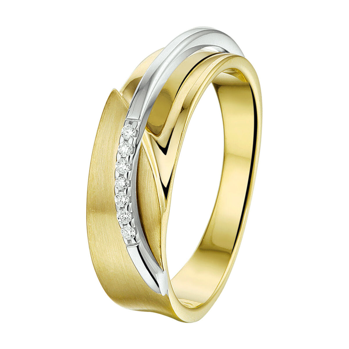 Bicolor gouden ring diamant poli/mat 0.035ct h si 14K - 4207589, exclusief en kwalitatief hoogwaardig. Ontdek nu!