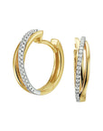 14K Bicolor Goud Geel/Wit Klapoorringen Diamant 0.12Ct (2X0.06Ct) H Si 4207703 - PansiteNederland.nl
