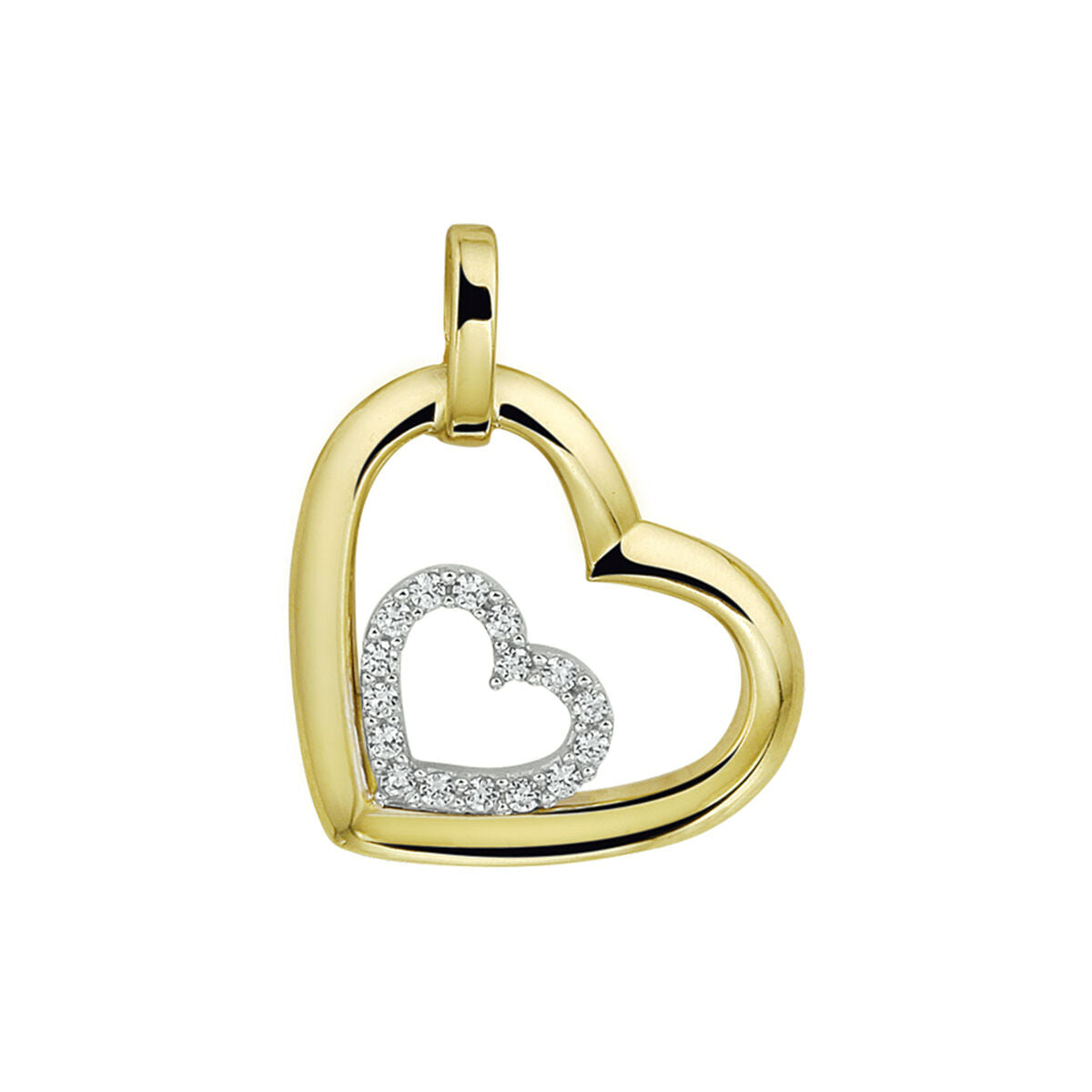 14K Bicolor Gouden hanger hart met zirkonia 4207726 - PansiteNederland.nl