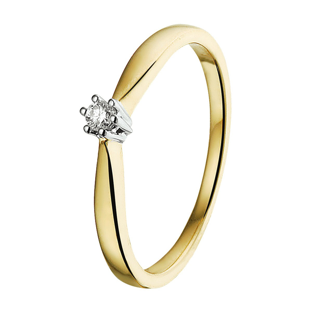 14K Bicolor Geel- En Witgoud Geel/Wit Ring Diamant 0.05Ct H Si 4207774 - PansiteNederland.nl