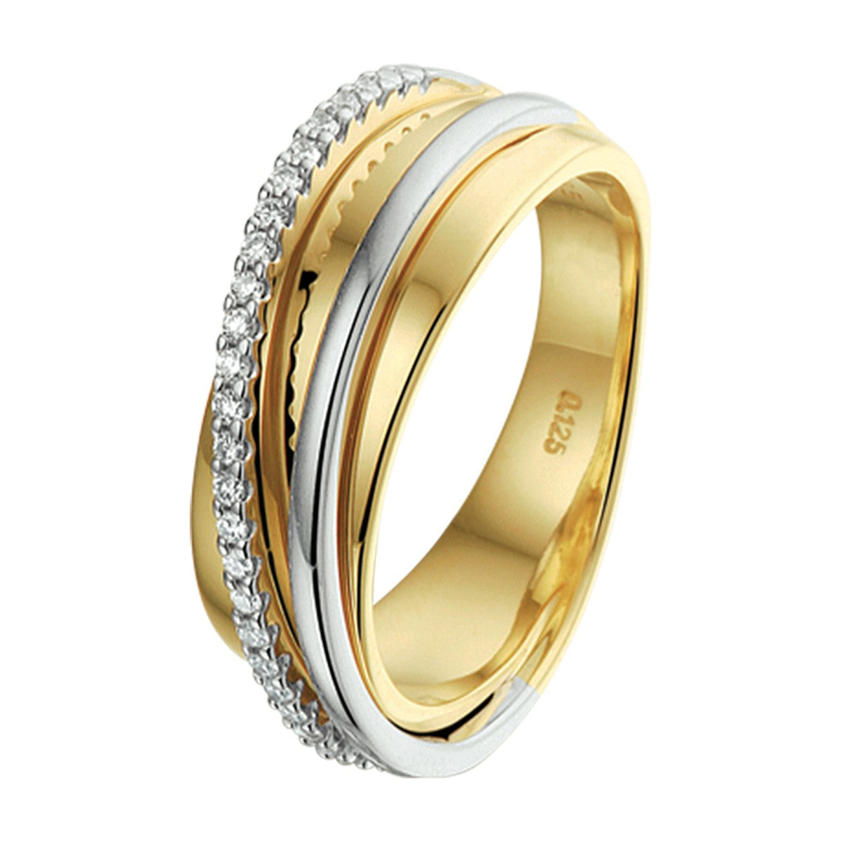 14K Bicolor Geel- En Witgoud Geel/Wit Ring Diamant 0.125Ct H Si 4207803 - PansiteNederland.nl