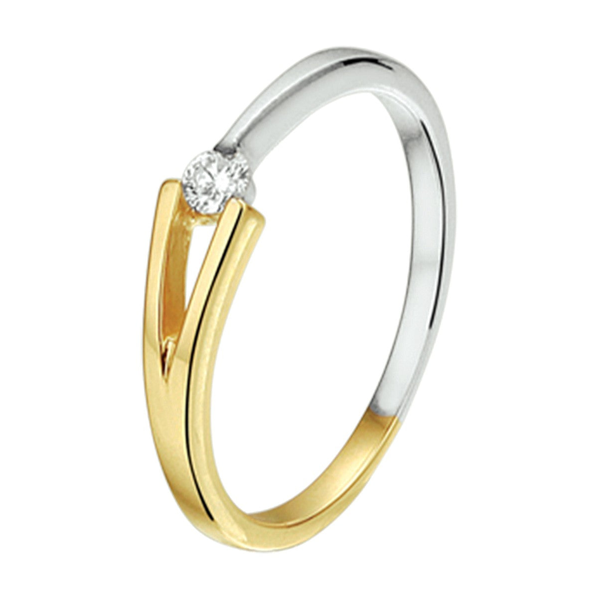 14K Bicolor Geel- En Witgoud Geel/Wit Ring Diamant 0.07Ct H P1 4207852 - PansiteNederland.nl