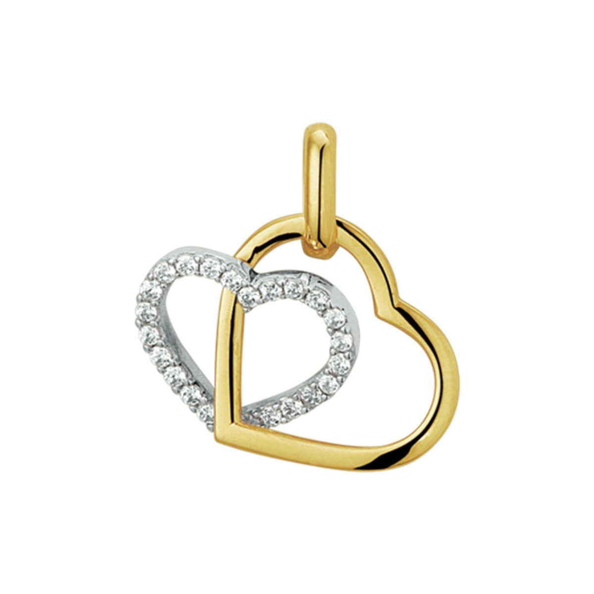 14K bicolor goud geel/wit hanger hart zirkonia 4207863 - PansiteNederland.nl