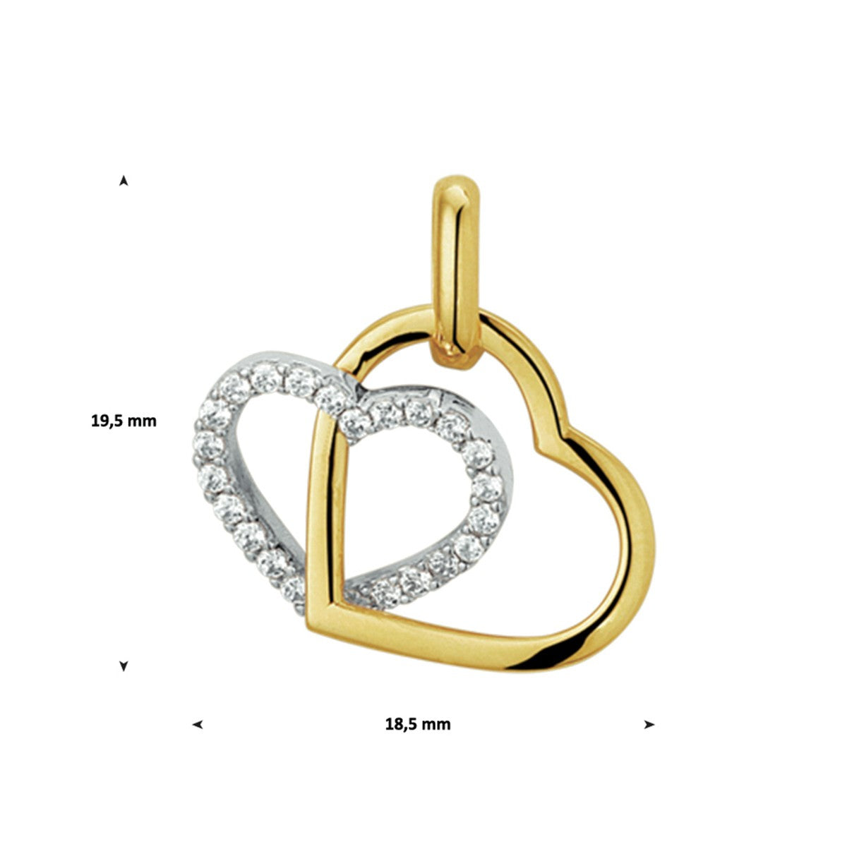 14K bicolor goud geel/wit hanger hart zirkonia 4207863 - PansiteNederland.nl