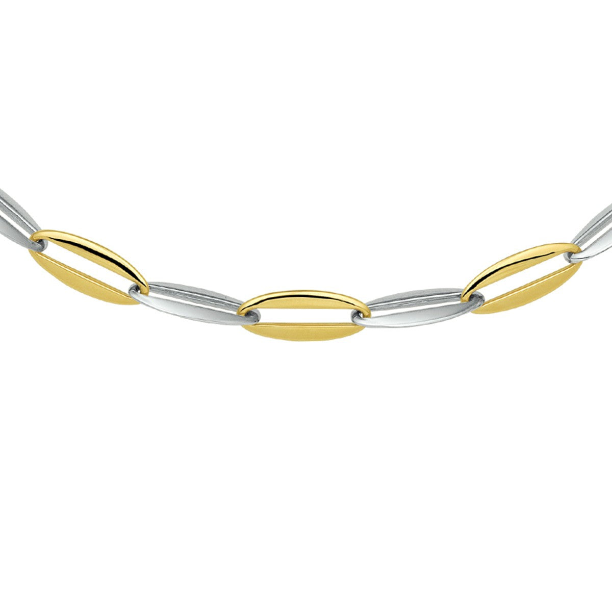 14K bicolor goud geel/wit collier 7,2 mm 44,5 cm 4207878 - PansiteNederland.nl