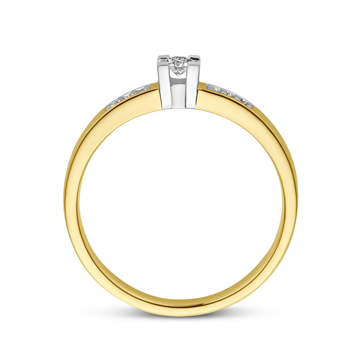 14K Bicolor Geel- En Witgoud Geel/Wit Ring Diamant 0.08Ct H Si 4208155 - PansiteNederland.nl