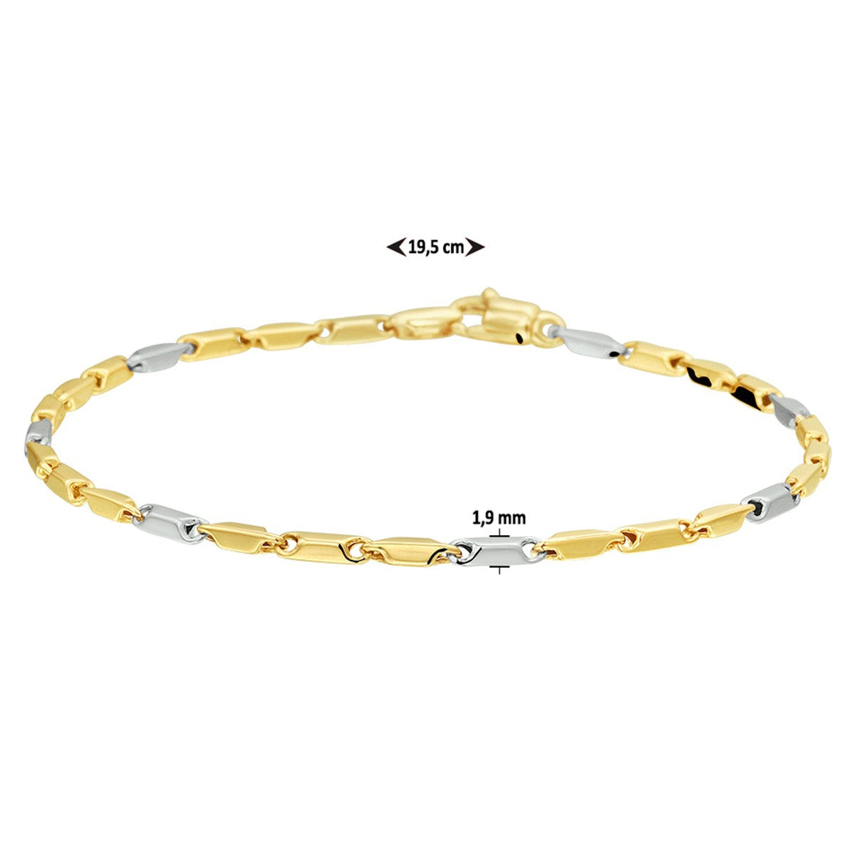 14K Bicolor gouden armband 1,9 mm 19,5 cm 4208160