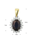 14K bicolor goud geel/wit hanger saffier en diamant 0.11ct h si 4208182 - PansiteNederland.nl