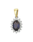 14K bicolor goud geel/wit hanger saffier en diamant 0.10ct h si 4208183 - PansiteNederland.nl